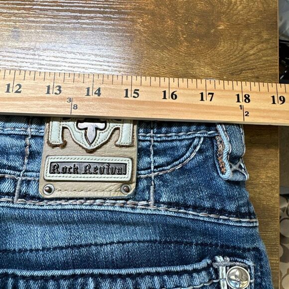 Rock Revival Jeans Mens 34 Blue Rogue Boot Embellished Denim Stretch - Picture 10 of 15